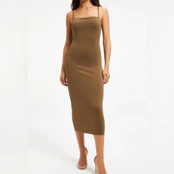 Good American Chocolate Brown Midi Dress - Picture 2 of 4